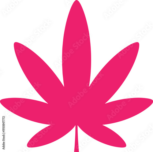 Bright pink leaf silhouette isolated on white background also transparent background magenta