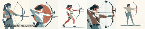 Vector Illustration of an Athlete Practicing Archery