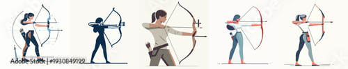 Vector Illustration of an Athlete Practicing Archery