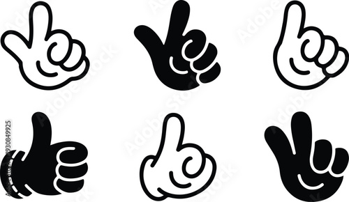 Thumb Up Collection Silhouette Icon Set Thumbs Up Typography Silhouette Icon Pack