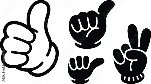 Thumb Up Collection Silhouette Icon Set Thumbs Up Typography Silhouette Icon Pack
