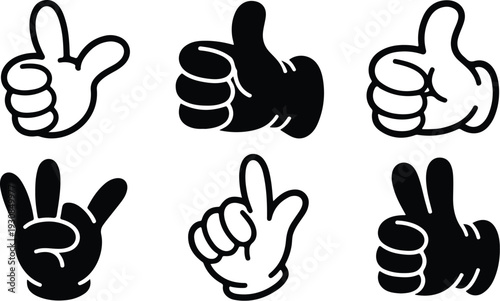 Thumb Up Collection Silhouette Icon Set Thumbs Up Typography Silhouette Icon Pack
