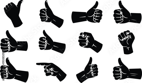 Thumb Up Collection Silhouette Icon Set Thumbs Up Typography Silhouette Icon Pack