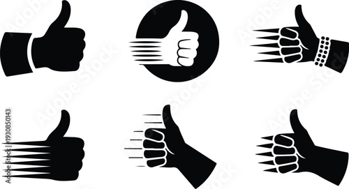 Thumb Up Collection Silhouette Icon Set Thumbs Up Typography Silhouette Icon Pack