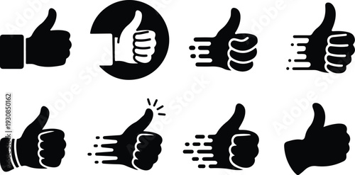 Thumb Up Collection Silhouette Icon Set Thumbs Up Typography Silhouette Icon Pack