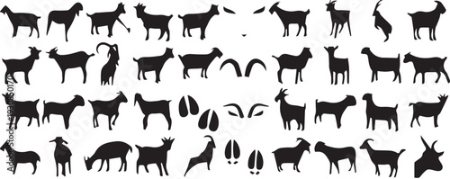 Silhouette Collection of Goats and Goat Hooves and Horns