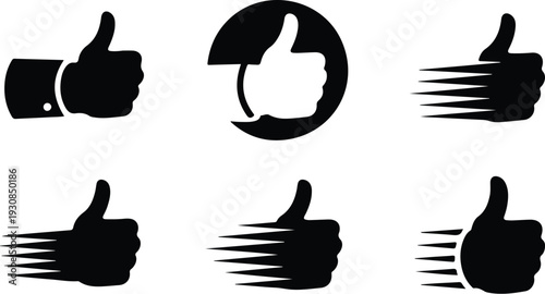 Thumb Up Collection Silhouette Icon Set Thumbs Up Typography Silhouette Icon Pack
