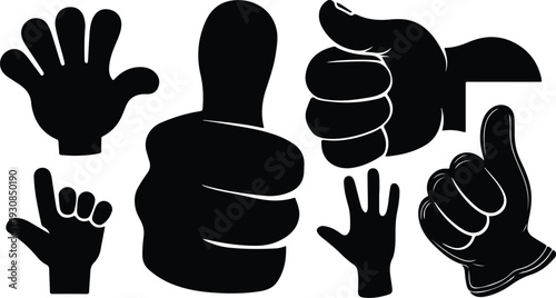 Thumb Up Collection Silhouette Icon Set Thumbs Up Typography Silhouette Icon Pack