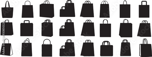 Variety of Black Silhouette Shopping Bags retail commerce