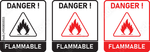 Danger warning symbols set flammable warning signs collection hazard warning icons