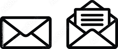Two envelope icons representing email communication Vector