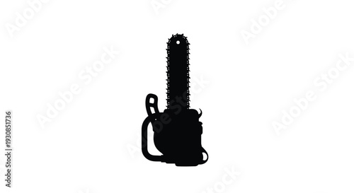 Black silhouette of a chainsaw detailed handle and sharp blade silhouette
