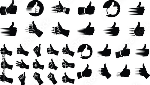 Thumbs Up Typography Silhouette Icon Pack