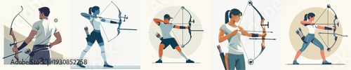 Vector Illustration of an Athlete Practicing Archery