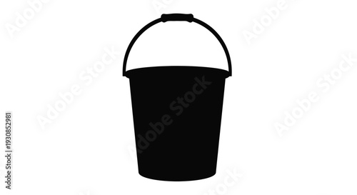 A simple black bucket illustration against a white background silhouette