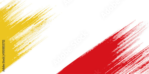 Dynamic Strokes of Color: A vibrant blend of yellow and red paint strokes dance diagonally across the image, creating a vivid and eye-catching graphic, representing energy and creativity.