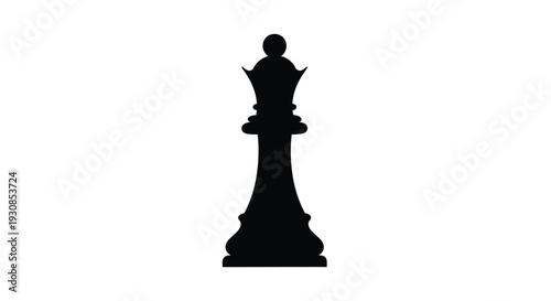 A striking black queen chess piece displayed as a bold silhouette