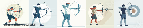 Vector Illustration of an Athlete Practicing Archery