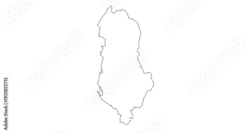 Albania Country Map Outline on Isolated White Background