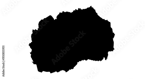 North Macedonia Map Black Silhouette on Isolated White Background