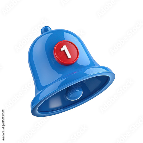 Blue bell with red button isolated on transparent background