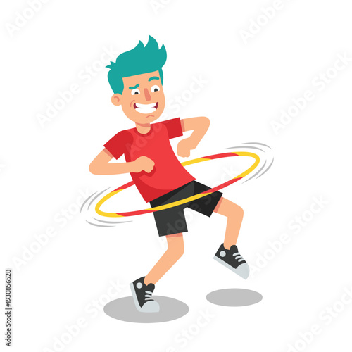 Boy Hula Hooping with Joy.