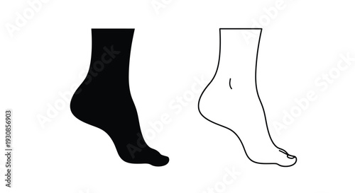 Two feet one solid black and one outline depicted as a silhouette