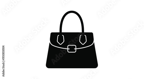 Simple black handbag icon with handle a minimalist silhouette