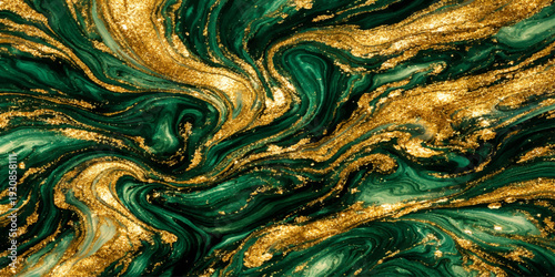Emerald Swirls: An ethereal display of emerald and gold, the intricate swirls evoke a sense of opulence and mystique. 