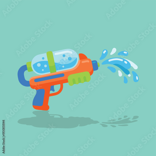 Cartoon Water Gun Shooting Water.