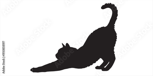 cat stretching pose silhouette illustration collection. Animals drawing illustration isolated on white background.
