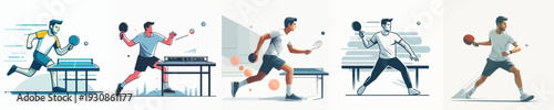 Vector Illustration of a Man Playing Table Tennis