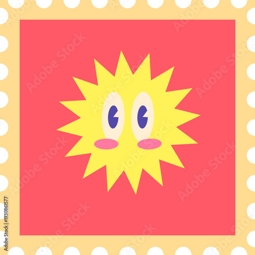 Cute Cartoon Star Character on Postage Stamp