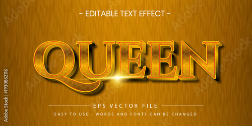 Queen Gold Royal Editable Text Effect EPS Vector