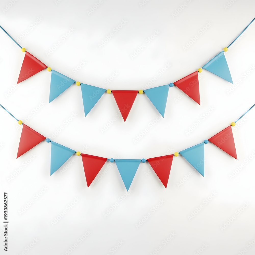 Fototapeta premium Vibrant holi festival decorations with colorful triangle flags and garland