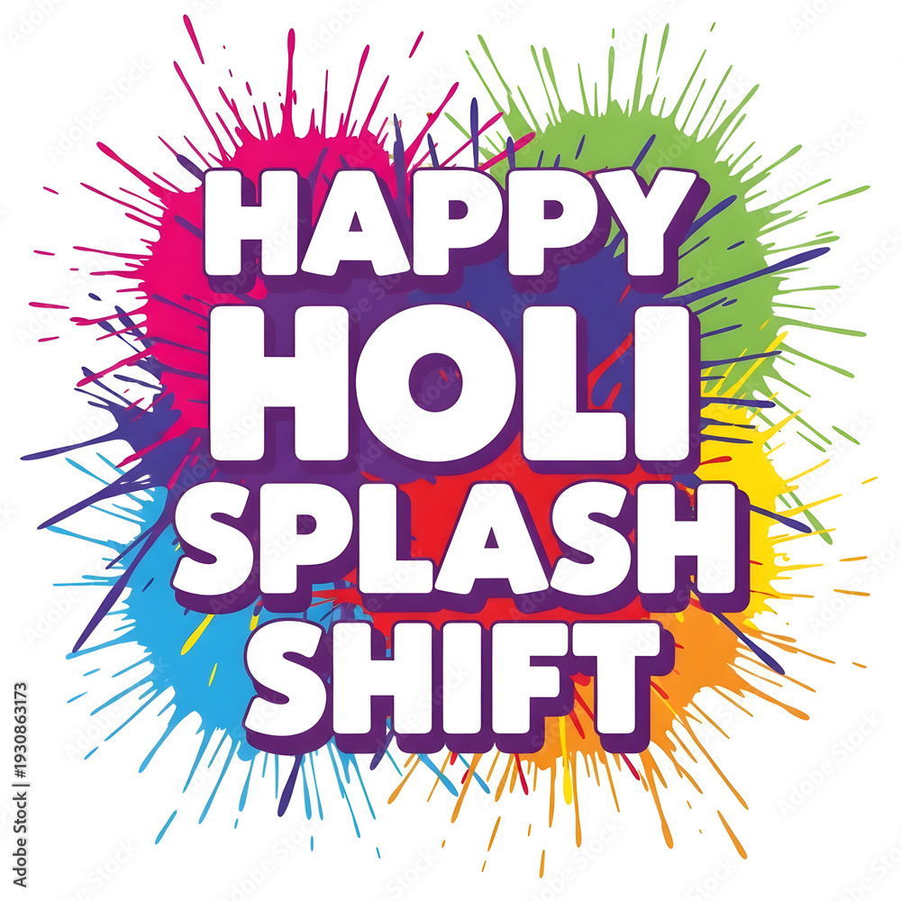 Obraz premium Vibrant holi celebration background with colorful splash and happy holi splash shift text