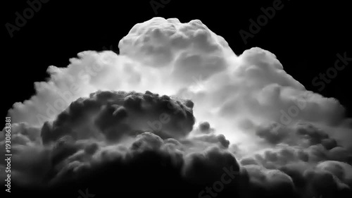 Monochrome Enigmatic Formation: A Vision of Ethereal Density Against Immersive Dark Space, Revealing Light Incursion