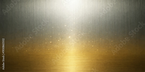 Golden Metallic Background: A textured metallic surface shimmers with gradients of gold and silver, creating a sense of luxury and sophistication, highlighted by soft light.