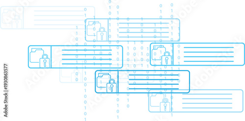 Graphic illustration showing the security system and computer protection mechanisms.