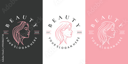 Elegant woman profile beauty logo design