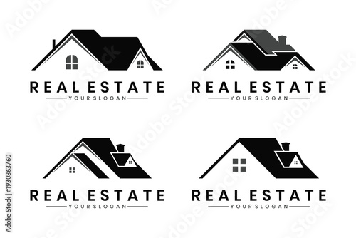 Modern real estate house roof logo collection