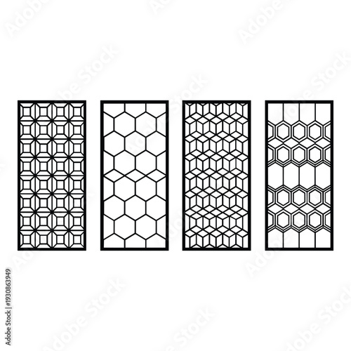 A visual comparison of different tiling patterns and their geometric properties isolated on white background, Vector
