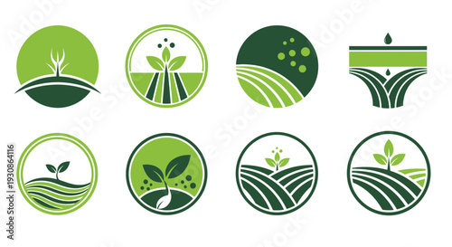 Collection of green nature logos and icons