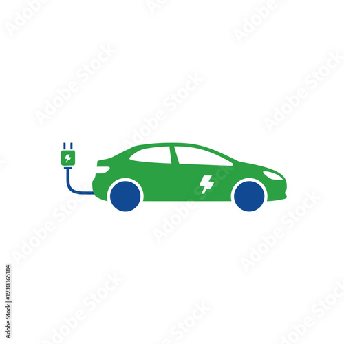 Modern electric vehicle design with charging cable attached, symbolizing sustainable transportation and eco-friendly energy solutions for a cleaner future