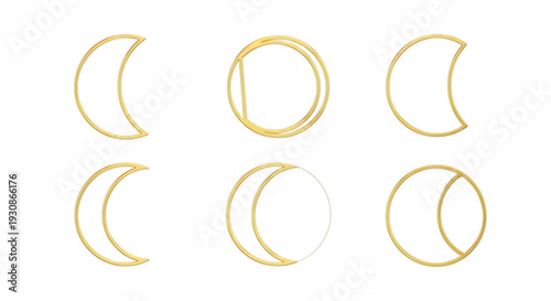 Illustrations of the moon phases in a sequential crescent and full moon pattern