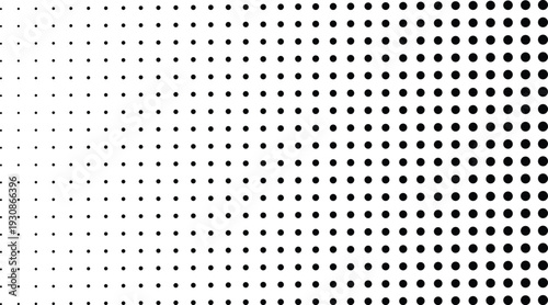 A striking black and white pattern displays a clear horizontal gradient of circular shapes