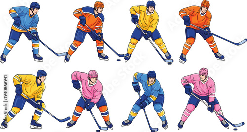 Hockey Players Sport Action Illustration Commercial