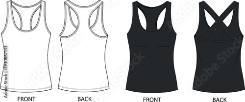 Technical black compression cargo pocket short pants flat sketch featuring front side and back views for 