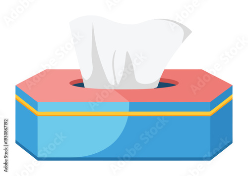 Colorful Tissue Box with White Tissues Emerging