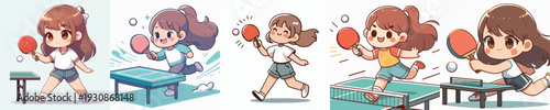Vector Illustration of a Cute Kids Playing Table Tennis